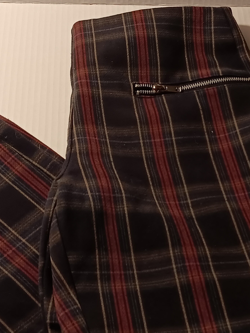 Forever 21 Black Plaid Straight Leg Pants with Red Stripes